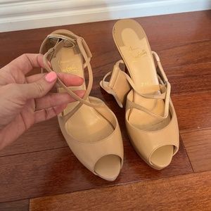 Nude, Christian Louboutin straps high heels